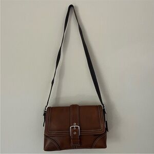 Coach Hamptons Vintage Leather Buckle Shoulder Bag